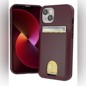LUPA LEGACY IPHONE 14 CASE WITH WALLET HOLDER WALLET CASE BURGUNDY NEW